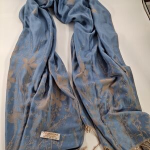 Pashmina Scarf Blue Tan Pattern – Elegant Lightweight Wrap